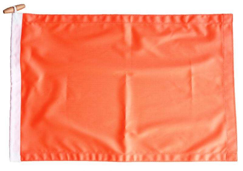 High visibility safety orange flag flourescent sewn stitched rope toggle knitted polyester buy uk manufactured photo image